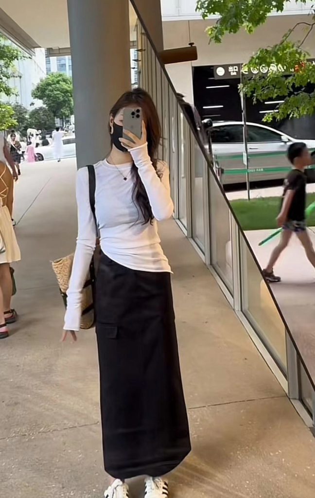 Women's Casual Two-Piece Top and Skirt Set Early Autumn Minimalist