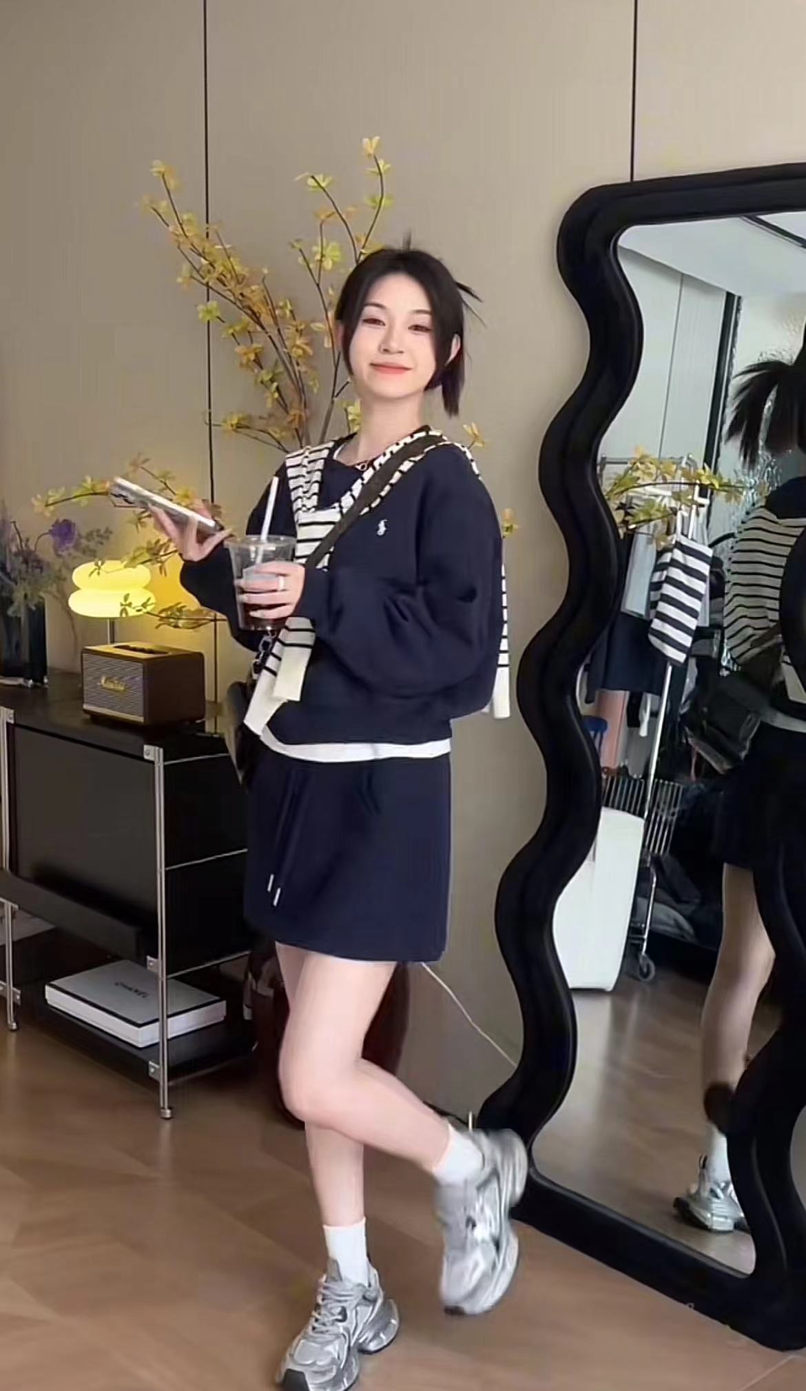 Casual Two-Piece Sweatshirt and Skirt Set with Cape - Image 2