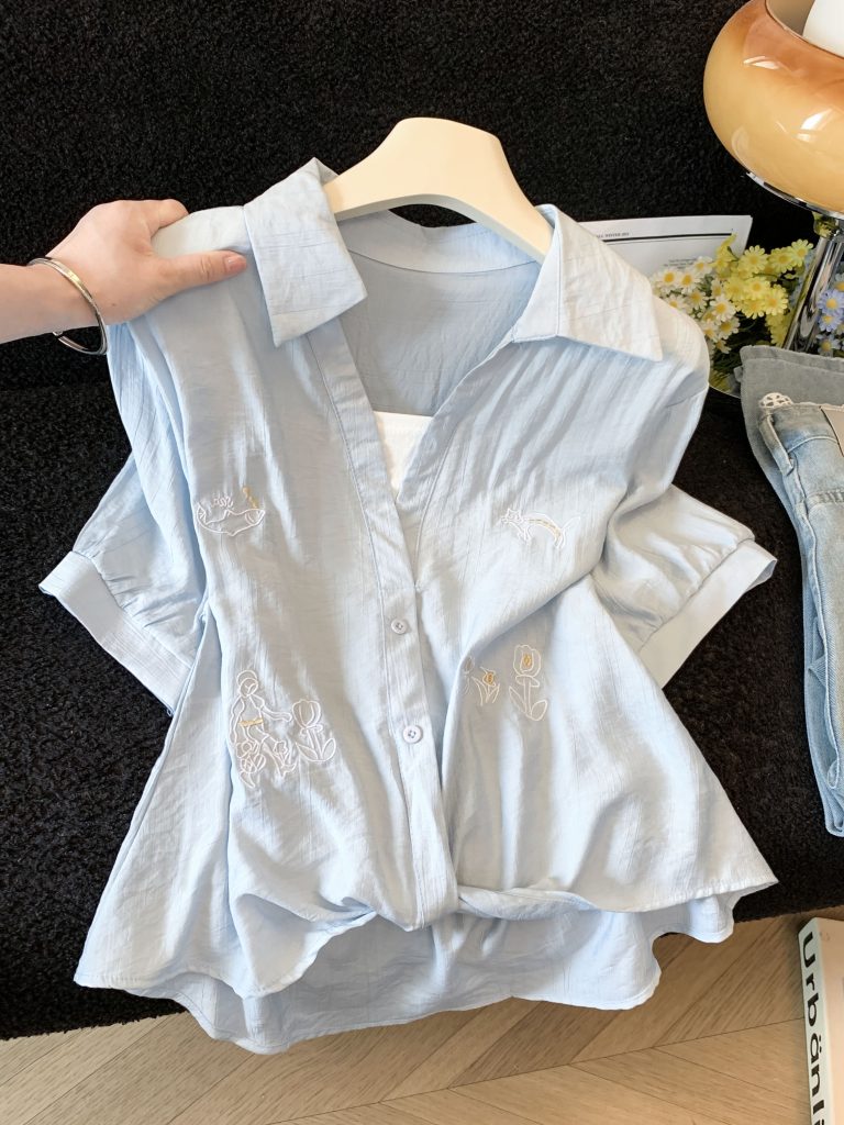 French Style Short Sleeve Shirt Women Summer 2026 Casual Top