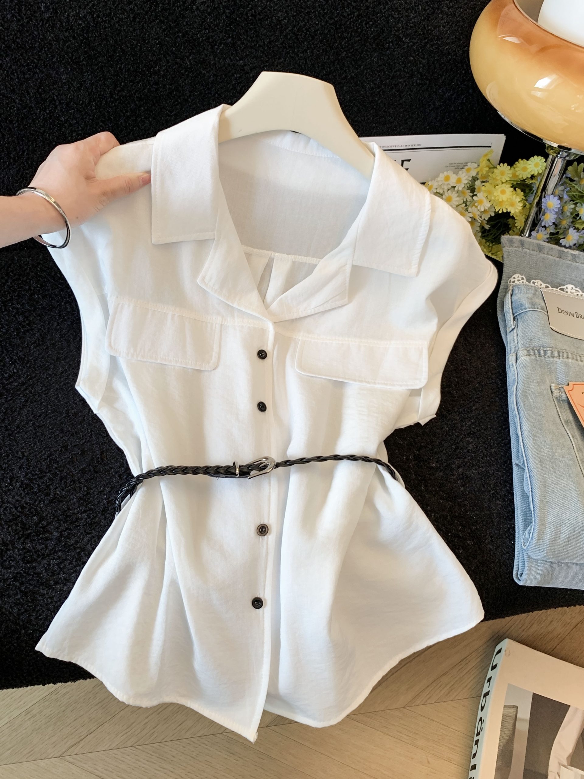 Women's Flutter Sleeve Shirt 2026 Summer Light Luxury Top - Image 3